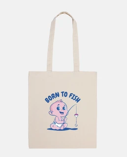 bebè è nato per essere un pescatore, borsa da donna, umorismo,