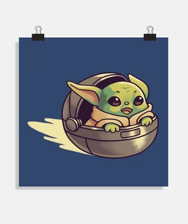 bébé yoda man dalorien flying
