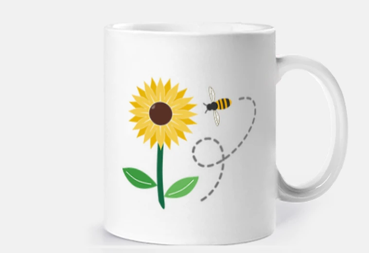 Cup bee and sunflower