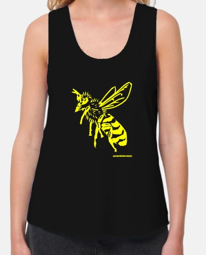 T-shirt bee woman black suspenders