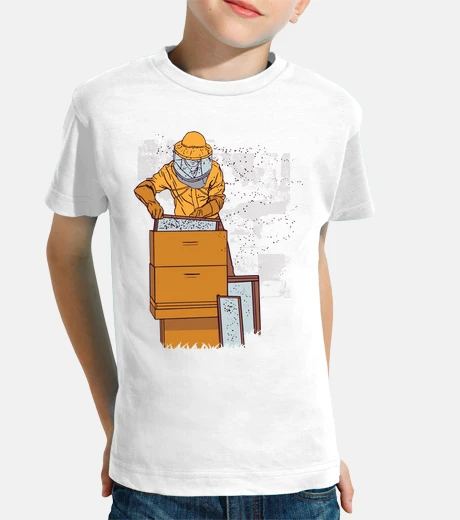 Kids beekeeper who controls his hives