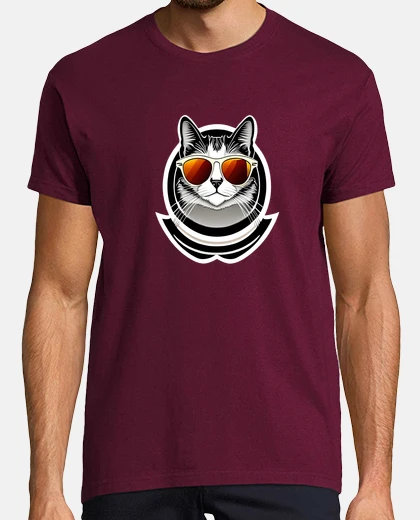 T-shirt bel gatto con gli occhiali