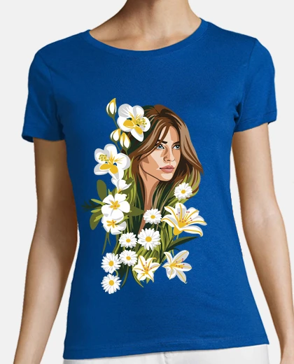 Tee-shirt belia illustration fille avec des fleur