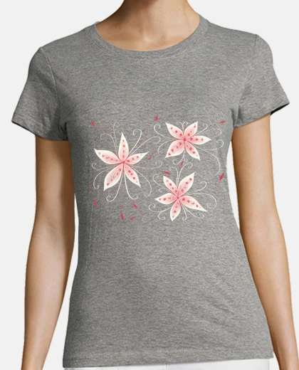 T-shirt bella bianco rosso fiori astratti
