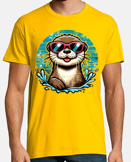 T-shirt bella lontra con occhiali da sole retrò