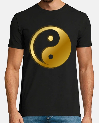 T-shirt benefici dello yoga contro lo stress oro dorato yin yang