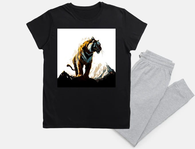 Pyjama Bengal Tiger in mountains landscape