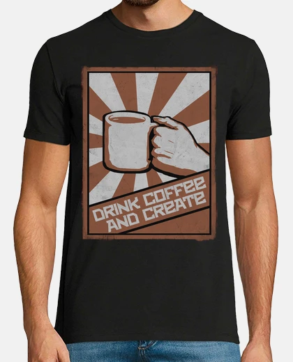 T-shirt bere un caffè e creare