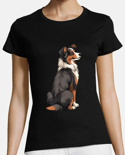 Tee-shirt berger australien chien tricolore marron