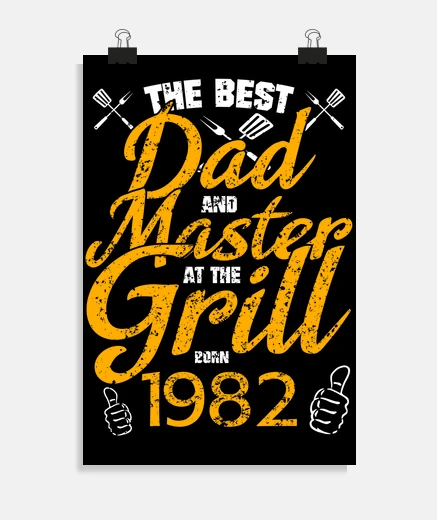 Poster best dad and master born on the grill