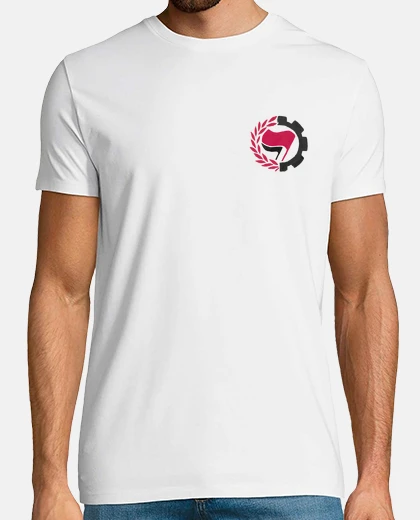 T-shirt bianca t-shirt h - antifascista bandiera rossa peke