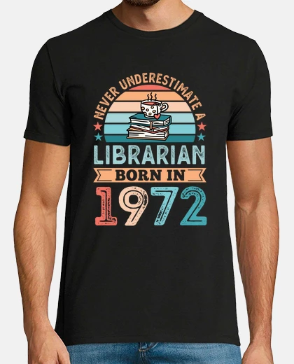 T-shirt bibliotecario nato nel 1972 cinquantesi