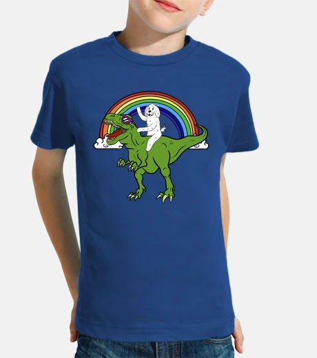 Kids bichon frize tyrannosaurus rex dog