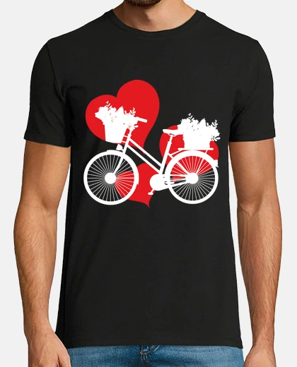 Camiseta bicicleta blanca con corazones