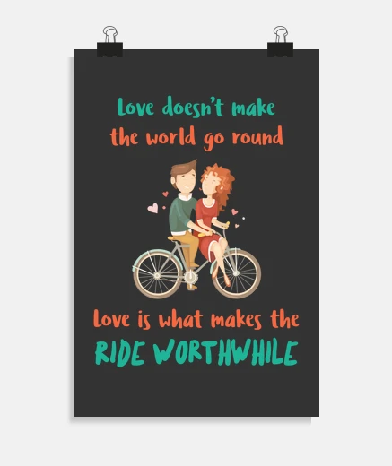 Poster bicyclette love rs citation romantique