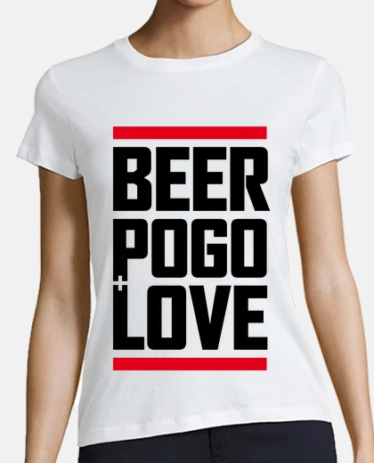Tee-shirt bière, amour pogo et blanc