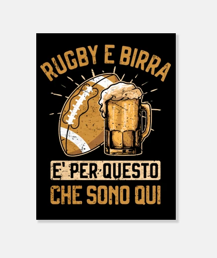 Tableau bière cadeau rugby et joueur de rugby