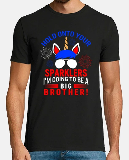 Tee-shirt Big Brother Sparkler Cute Unicorn 4th of July Pregnancy Announcement Family Boys Gift