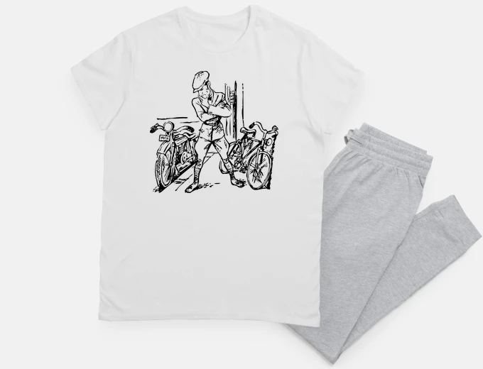 Pyjama bike against motorcycle