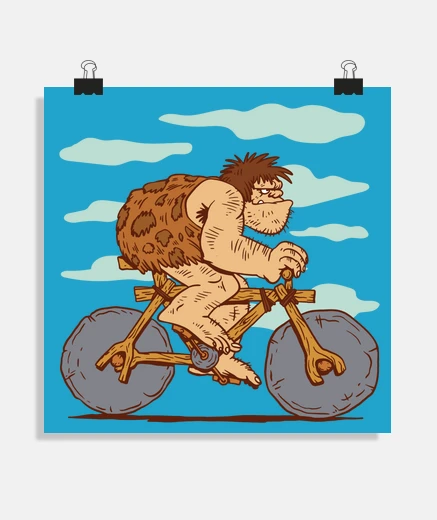 Poster bike aperitif cro-magon man race poster office living room bedroom stand shop poster