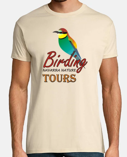 Camiseta Bird watching. Birding navarra nature tours logo.
