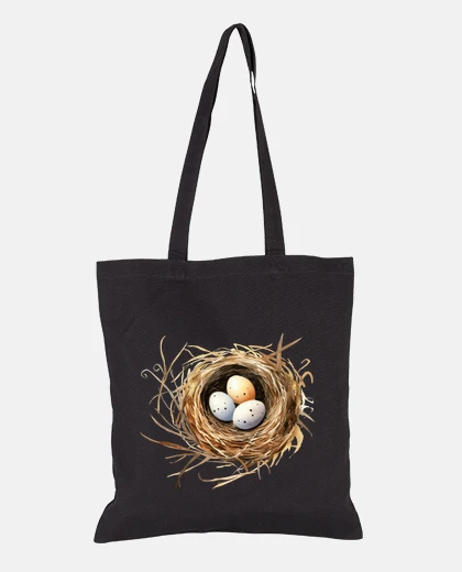 Bag bird&#39;s nest with its eggs student bag diary concert tote