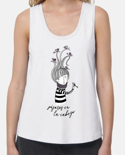 T-shirt birds in the head - black and white dra