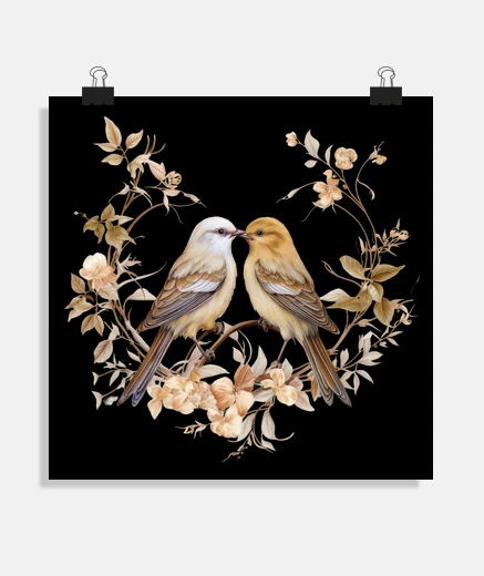 Poster birds romantic couple fusional poster decoration saon bedroom poster
