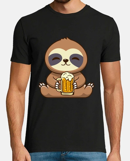 T-shirt birra di bradipo che beve la festa del 