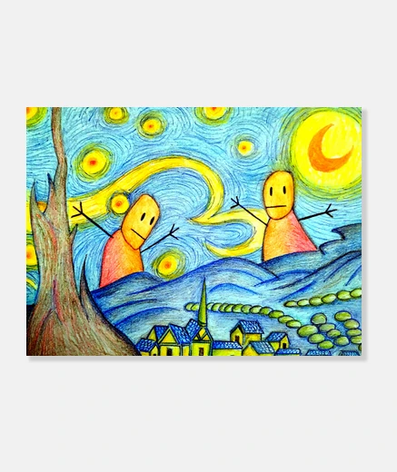 Stampa bis di notte stellata