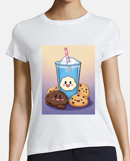 Tee-shirt biscuits kawaii et lait