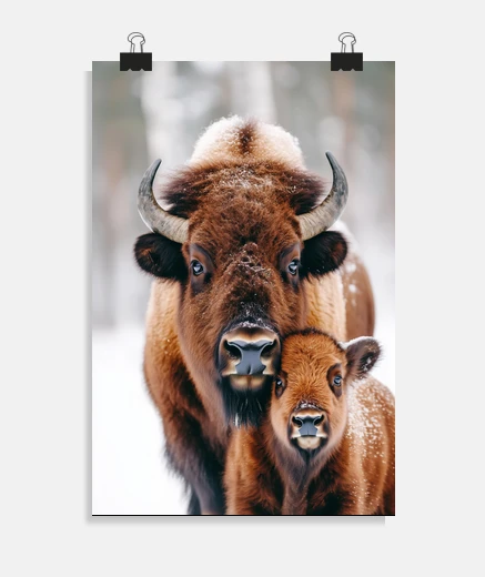 Poster Bison Wild Animal Portrait In A Natural