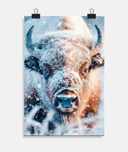 Poster Bison Wild Animal Portrait In A Natural