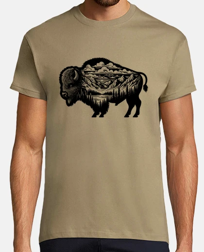Tee-shirt bisons sauvages randonnée nature