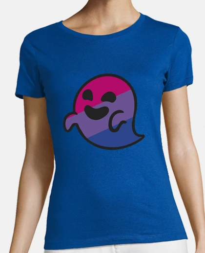 Tee-shirt bisper fantôme bisexuel. femme, manches courtes, bleu royal, qualité premium