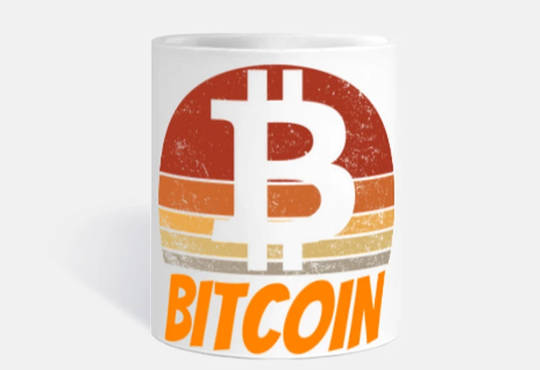 Tazza bitcoin arancione retrò