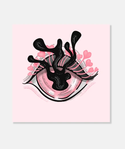 Tableau bizarre oeil rose mignon goth pastel