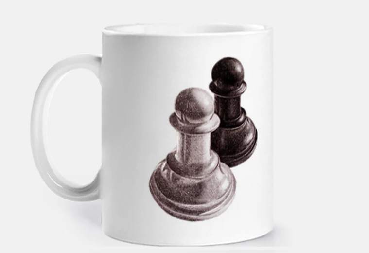 Cup Black And White Chess Pawns