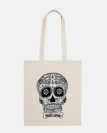 Bag black and white mexican skull