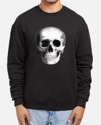 Black and white skull hoodie best sale