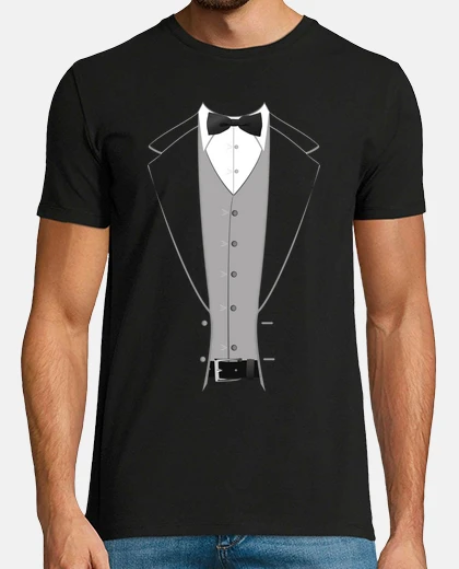 T-shirt black bow tie suit