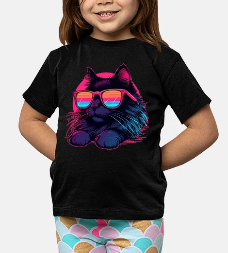 Kids Black Cat Retro Vaporwave Sunglasses
