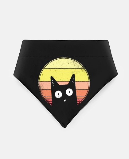 Mascotas black cat vintage retro moonlight