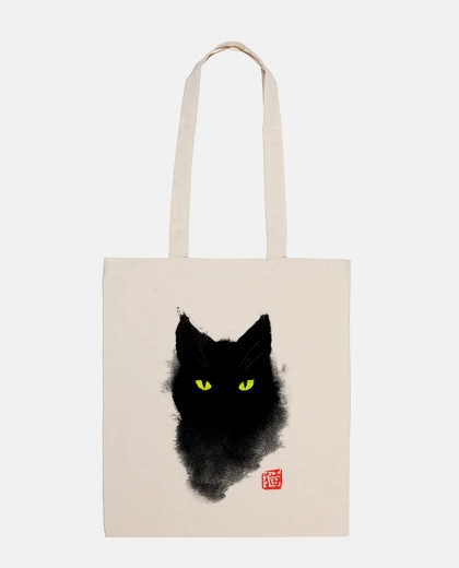 Bolsa Black Cat watercolor - Gato arte tinta