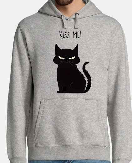 Sudadera black cat who says give me kisses