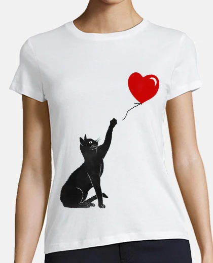 T-shirt black cat with balloon