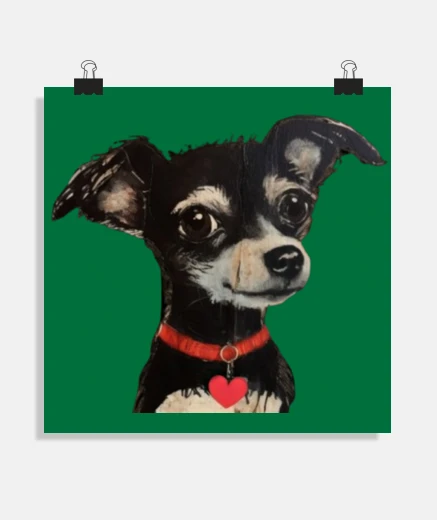 Poster black chihuahua red collar heart poster office living room shop stand poster