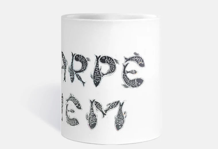 Cup black fish carpe diem