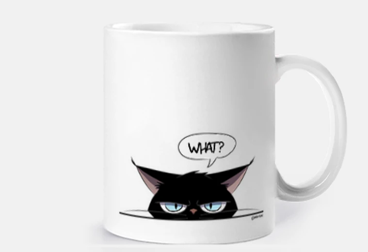 Cup black grumpy cat mug