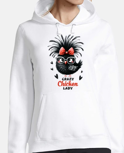 Hoodie black ornamental hen with glasses
